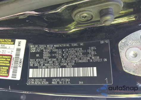 2011 Toyota Tundra Grade 4.6L V8 from USA, damaged, VIN 5TFDM5F18BX016461